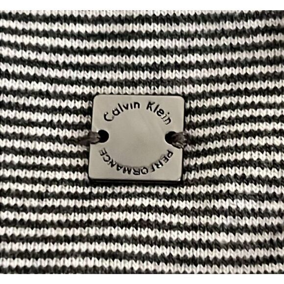 Calvin Klein Performance Cowl Neck Front Wrap Black White Striped Sweater Soft C - Picture 6 of 10